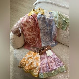 Zimmerman Dancer Cuffed Short in Spliced Lace Print, Size 0P, NWT